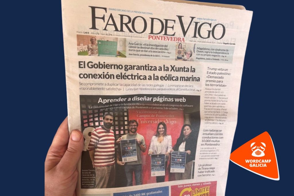 WordCamp Galicia portada del Faro de Vigo